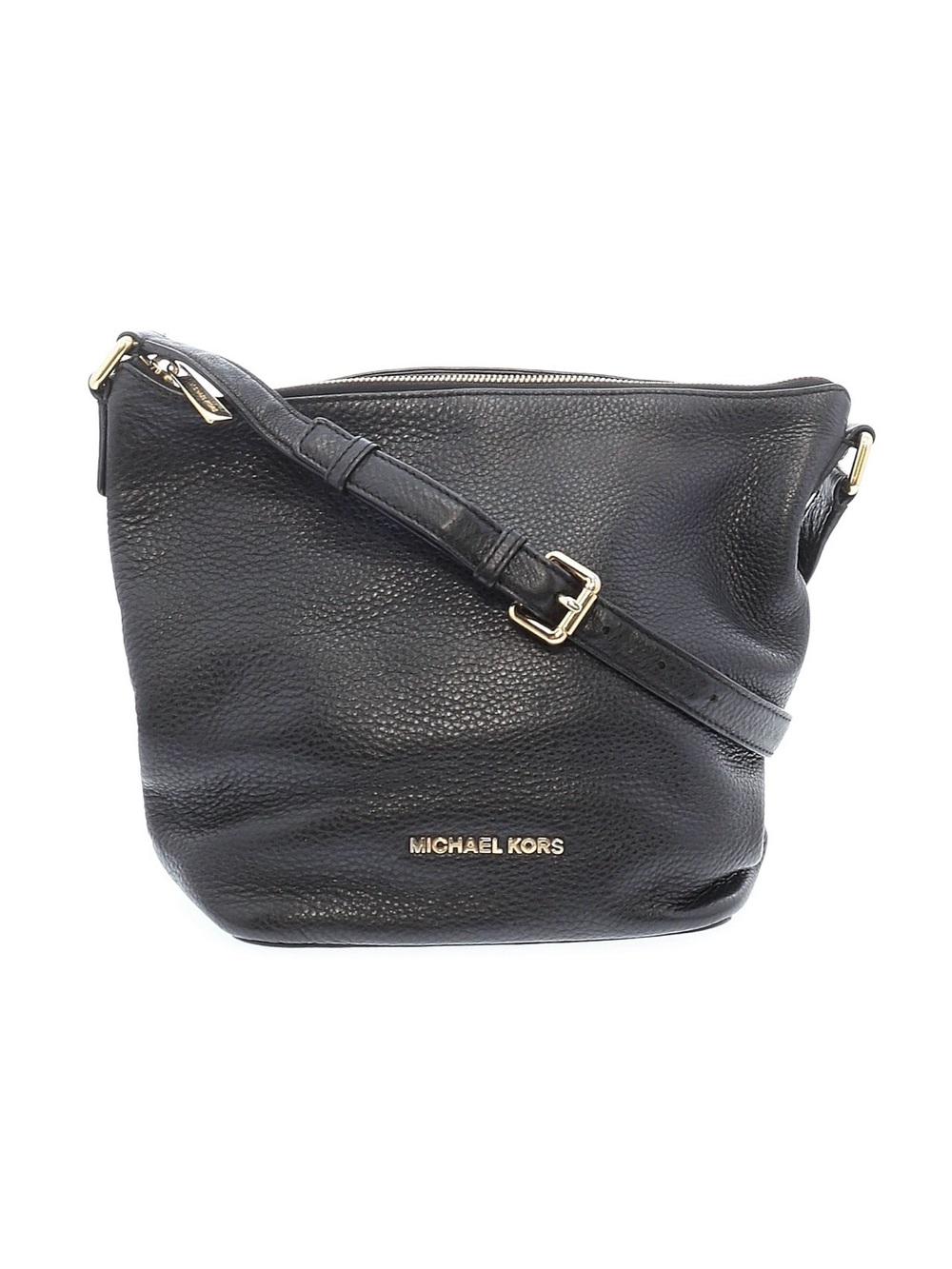 Michael Kors Black Pebbled Leather Crossbody with Gold Hardware